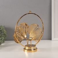 Подсвечник на 1 свечу "Листья Гинкго" с подсветкой, d-6 см 9,5х23,5х27 см