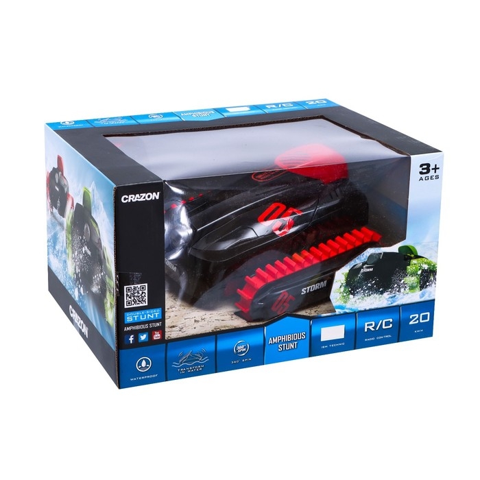 Машина-перевёртыш радиоуправляемая &laquo;Амфибия&raquo;, плавает по воде, работает от аккумулятора, цвет красный