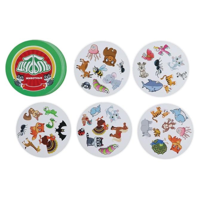 Настольная игра на реакцию и внимание «Дуббль. Животные», 55 карт, 5+ Настольная игра на реакцию и внимание «Дуббль. Животные», 55 карт, 5+