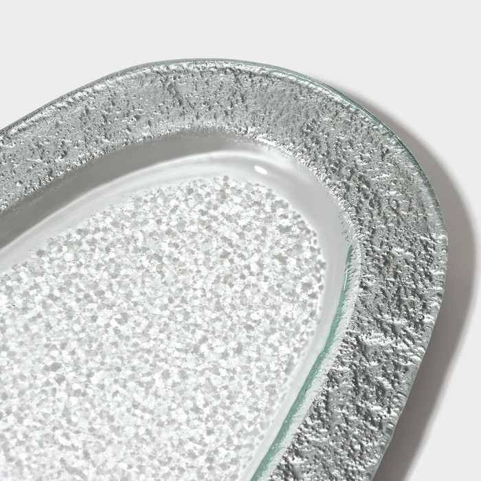 Блюдо стеклянное сервировочное Magistro &laquo;Сияние&raquo;, 16&times;32&times;1,5 см, цвет серебряный