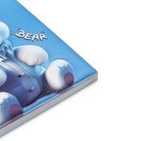 Записная книжка подарочная на гребне 80л,линия, цветной блок,обложка ПВХ 3D Мишка(17,6х13,5см)   105