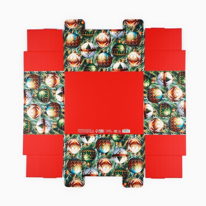 Коробка подарочная новогодняя складная &laquo;Ёлочные шары&raquo;, 31.2 х 25.6 х 16.1 см, Новый год