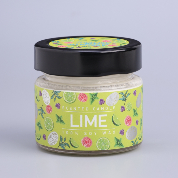 Свеча ароматическая в банке Свеча ароматическая в банке "Мятный лайм", совый воск, 80 г