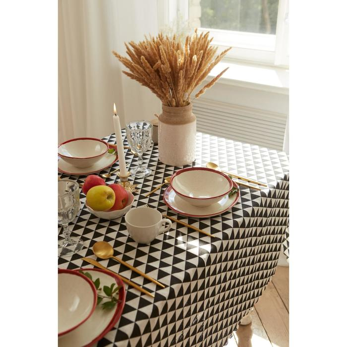 Скатерть Доляна "Треугольники" 145х200&plusmn;3см,100%пэ, рогожка 130 гр/м