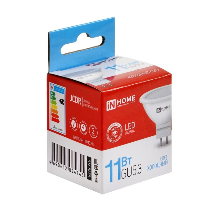 Лампа светодиодная IN HOME LED-JCDR-VC, GU5.3, 11 Вт, 230 В, 6500 К, 990 Лм Лампа светодиодная IN HOME LED-JCDR-VC, GU5.3, 11 Вт, 230 В, 6500 К, 990 Лм