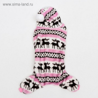 Комбинезон "Олени" с капюшоном, размер M (ДС 30 см, ОГ 40 см, ОШ 30 см), розовый