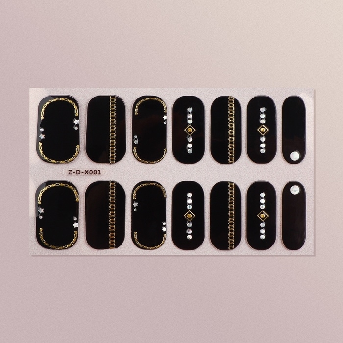 Лаковые полоски для маникюра, 14 шт, цвет чёрный