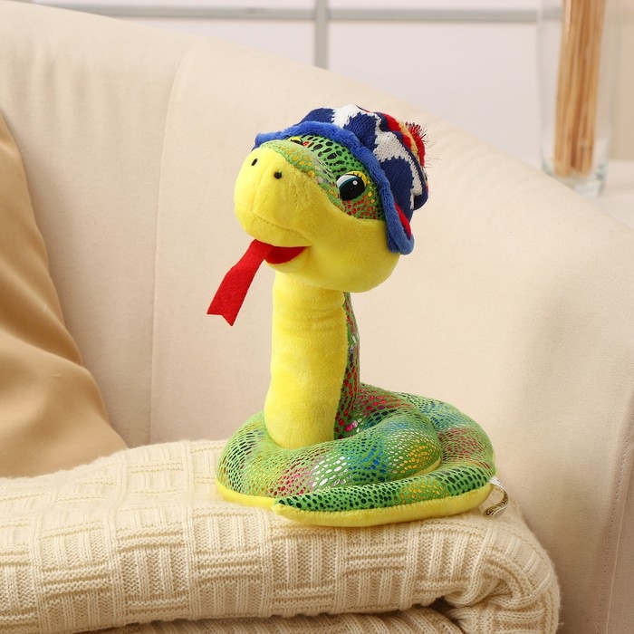 Мягкая игрушка «Змея», в полосатой шапке, 20 см Мягкая игрушка «Змея», в полосатой шапке, 20 см