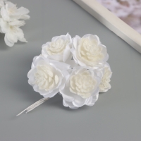 Декор для творчества "Камелия" белый (1 набор=1 букет) в букете 6 шт 4х11 см