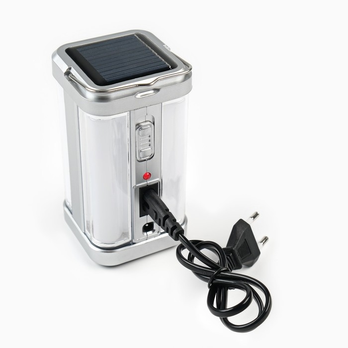 Фонарь кемпинговый аккумуляторный, 7.2 Вт, 1100 мАч, LED, солн. батарея, 7 х 6,8 х 12,5 см