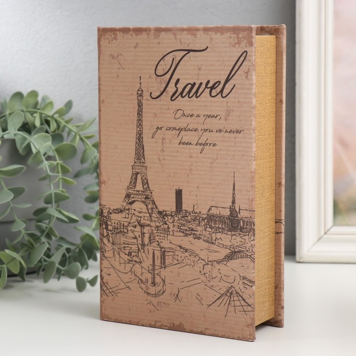 Сейф-книга дерево кожзам "Эйфелева башня. Винтаж" 21х13х5 см