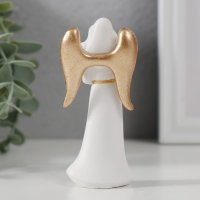 Сувенир полистоун "Ангел-дева с сердцем" белый с золотом 8,5х2,5х4,2 см