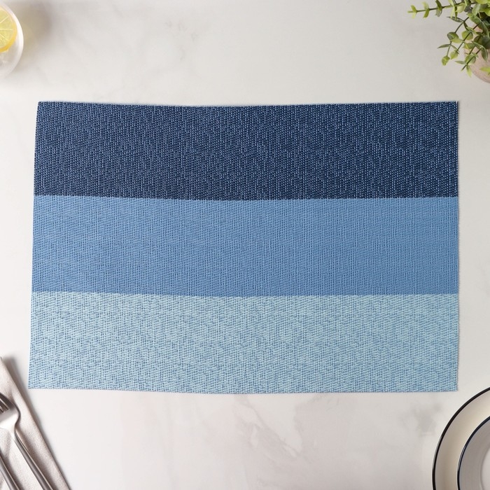 Салфетка сервировочная на стол «Три полосы», 45×30 см, цвет голубой Салфетка сервировочная на стол «Три полосы», 45×30 см, цвет голубой