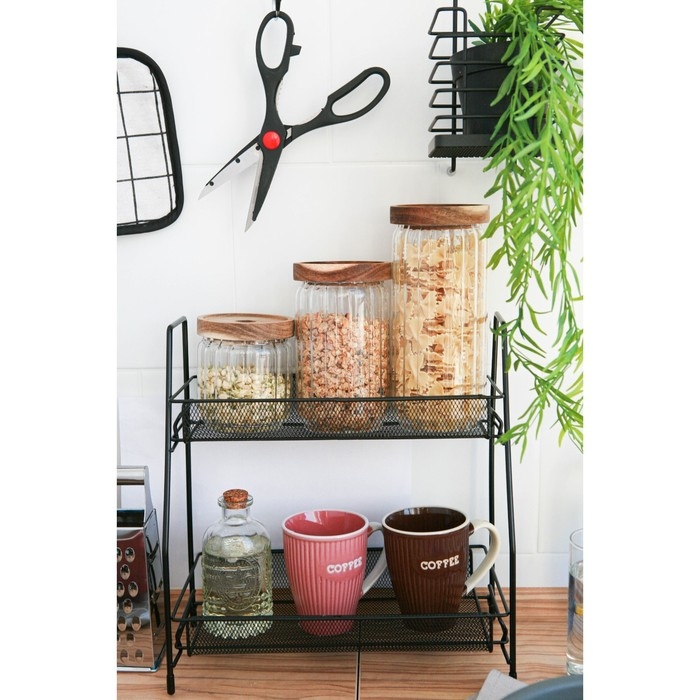 Этажерка 2х-ярусная Доляна, 31&times;17&times;32,5 см, цвет чёрный