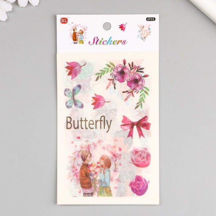 Наклейка бумага Наклейка бумага "Романтика для двоих" набор 6 листов 18,6х10 см