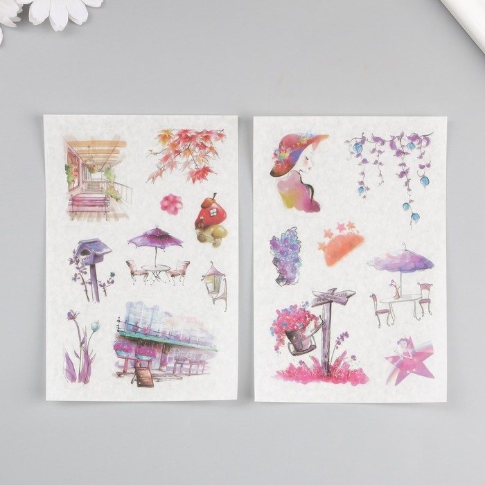 Наклейка бумага Наклейка бумага "Летняя улочка" набор 6 листов 18,6х10 см