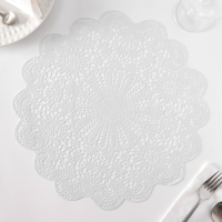 Салфетки сервировочные на стол Доляна &laquo;Лидия&raquo;, d=38 см, 4 шт, цвет белый