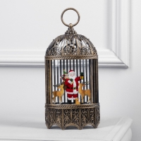 Светодиодная фигура &laquo;Фонарь с Дедом Морозом и оленями&raquo; 13 &times; 25.5 &times; 8 см, пластик, батарейки ААх3 (не в комплекте), USB, свечение тёплое белое