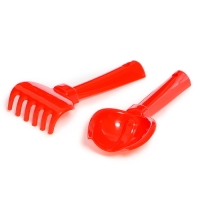 Песочный набор: ведро с наклейкой, ситечко-цветок, совок, грабельки, 2 формочки, лейка