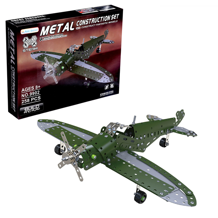 Конструктор металлический &laquo;Самолёт бомбардировщик&raquo;, 258 деталей