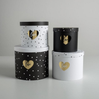 Набор шляпных коробок для цветов 4 в 1, упаковка подарочная, «Чёрно-белый», 14 х 13 см - 20 х 17,5 см Набор шляпных коробок для цветов 4 в 1, упаковка подарочная, «Чёрно-белый», 14 х 13 см - 20 х 17,5 см