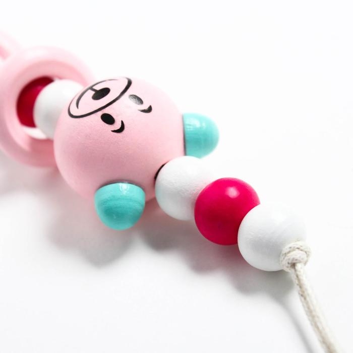 Держатель для соски - пустышки &laquo;Мишка&raquo;, деревянный, цвет розовый