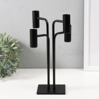 Подсвечник металл на 4 свечи "Городские фонари" d=2 см чёрный 17,5х17,5х33 см