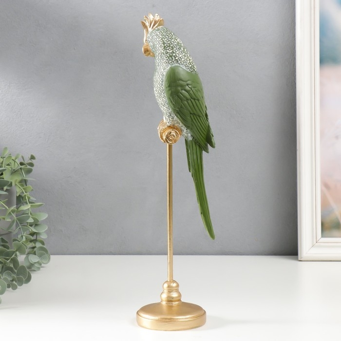 Сувенир полистоун "Два зелёных попугая на жёрдочке" 26х10х12 см