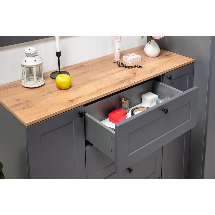 Комод Остин 16.221, 1200х419х993, Серый графит/Дуб Вотан