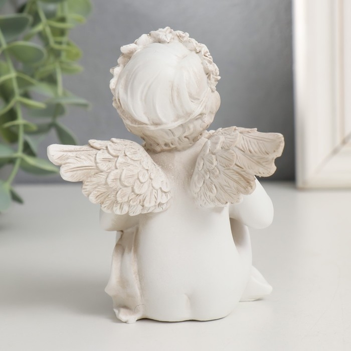 Сувенир полистоун Сувенир полистоун "Ангелочек с венком из роз в форме сердца" МИКС 11х9х8,4 см