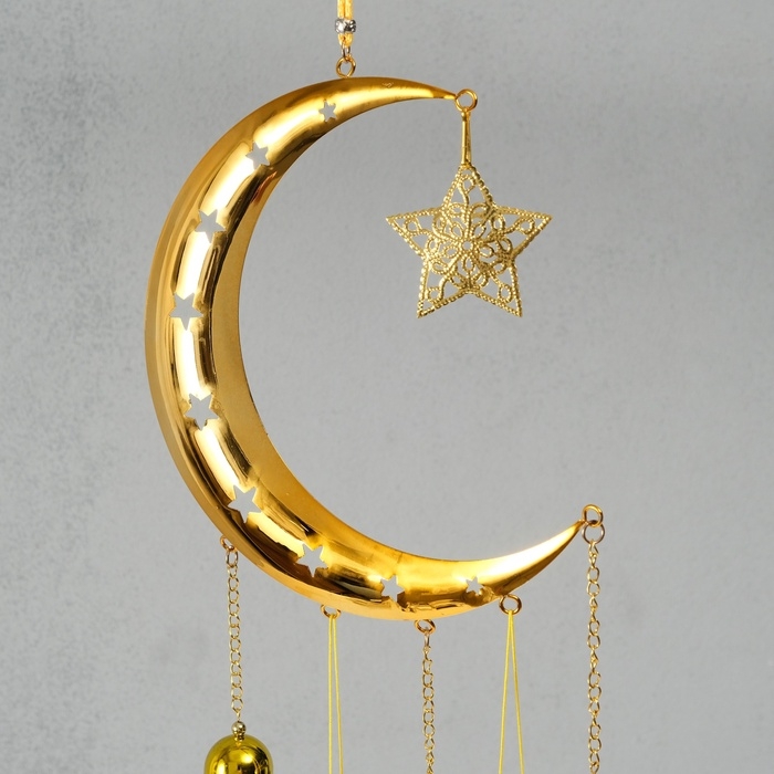 Музыка ветра металл Музыка ветра металл "Полумесяц и бабочки" 3 колокольчика 2,5х20х67 см