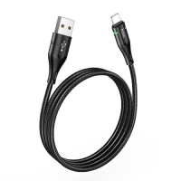 Кабель Hoco U93, USB - Lightning, 2.4 А, 1.2 м, индикатор, черный Кабель Hoco U93, USB - Lightning, 2.4 А, 1.2 м, индикатор, черный