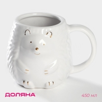 Кружка Доляна «Ёжик в золотом», 450 мл, цвет белый Кружка Доляна «Ёжик в золотом», 450 мл, цвет белый