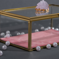 Органайзер для хранения &laquo;Кристалл&raquo;, с крышкой, стеклянный, 1 секция, 17 &times; 11,5 &times; 10 см, цвет прозрачный/медный/розовый