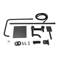 Душевая система ZEIN ZS-65BL, смеситель, троп. и ручная лейка квадрат, нерж. сталь, черный Душевая система ZEIN ZS-65BL, смеситель, троп. и ручная лейка квадрат, нерж. сталь, черный