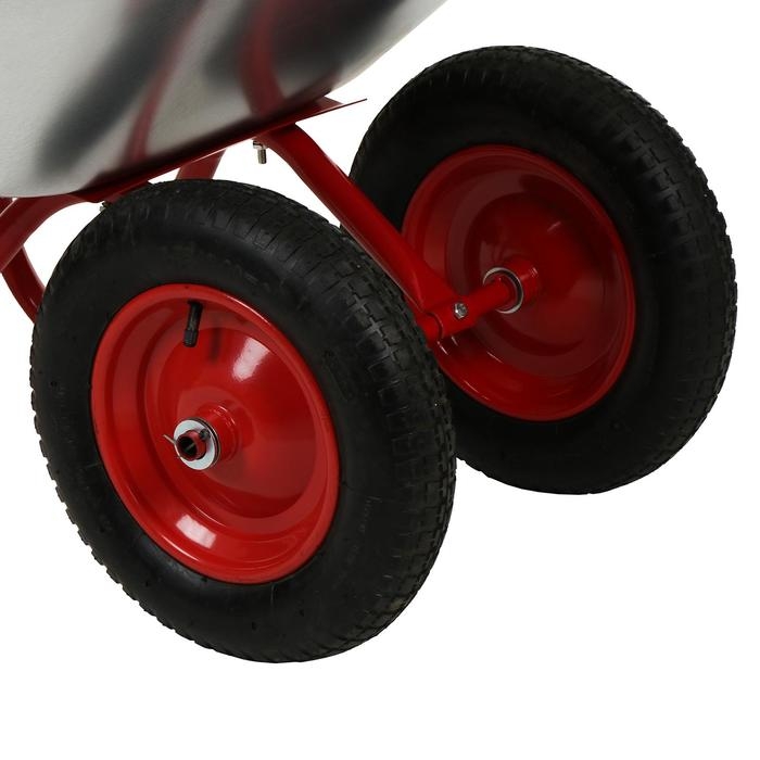 Тачка садовая, двухколёсная: груз/п 120 кг, объём 85 л, красные ручки Тачка садовая, двухколёсная: груз/п 120 кг, объём 85 л, красные ручки