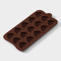 Форма для конфет и шоколада Доляна «Холодное сердце», 20,5×10×1,5 см, 15 ячеек, цвет коричневый Форма для конфет и шоколада Доляна «Холодное сердце», 20,5×10×1,5 см, 15 ячеек, цвет коричневый