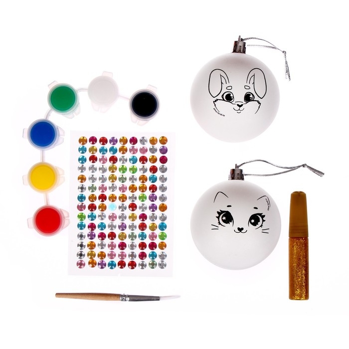 Ёлочные шары под раскраску на новый год &laquo;Зимнее чудо&raquo;, 2 шт, новогодний набор для творчества