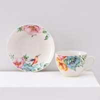 Сервиз фарфоровый чайный Доляна &laquo;Пташка&raquo;, 12 предметов: 6 чашек 250 мл, 6 блюдец d=15 см