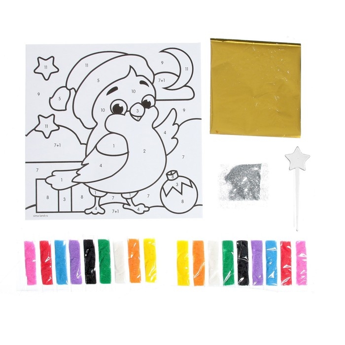 Сияющая фреска на новый год &laquo;Снегирь&raquo;, новогодний набор для творчества