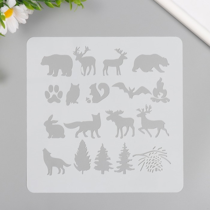 Трафарет пластик Трафарет пластик "Лесные жители" 20х20 см