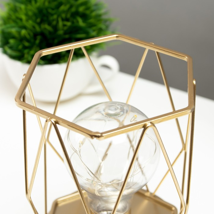 Ночник Ночник "Ромб" LED от батареек 3хАА золото 10,5х10,5х15,5 см RISALUX