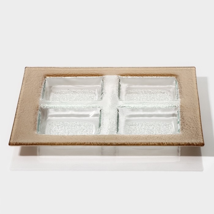 Менажница 4 секции Magistro &laquo;Сияние&raquo;, 25&times;25&times;2 см, цвет золотой