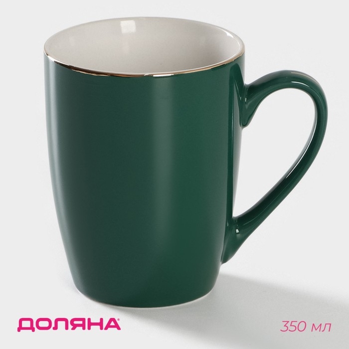 Кружка фарфоровая Доляна «Изумруд. Линия», 350 мл, цвет зелёный Кружка фарфоровая Доляна «Изумруд. Линия», 350 мл, цвет зелёный