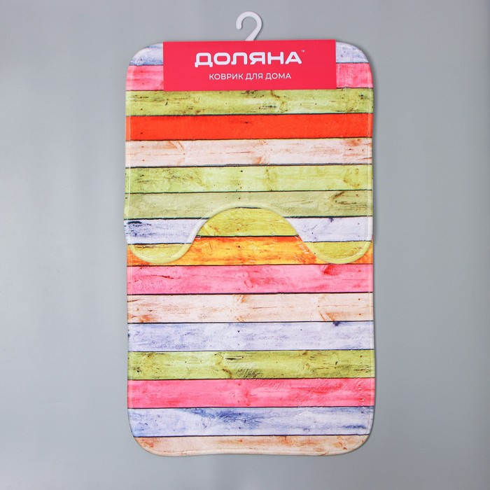 Коврики для ванной и туалета Доляна «Цветные деревяшки», 2 шт: 38×45 см, 45×75 см Коврики для ванной и туалета Доляна «Цветные деревяшки», 2 шт: 38×45 см, 45×75 см