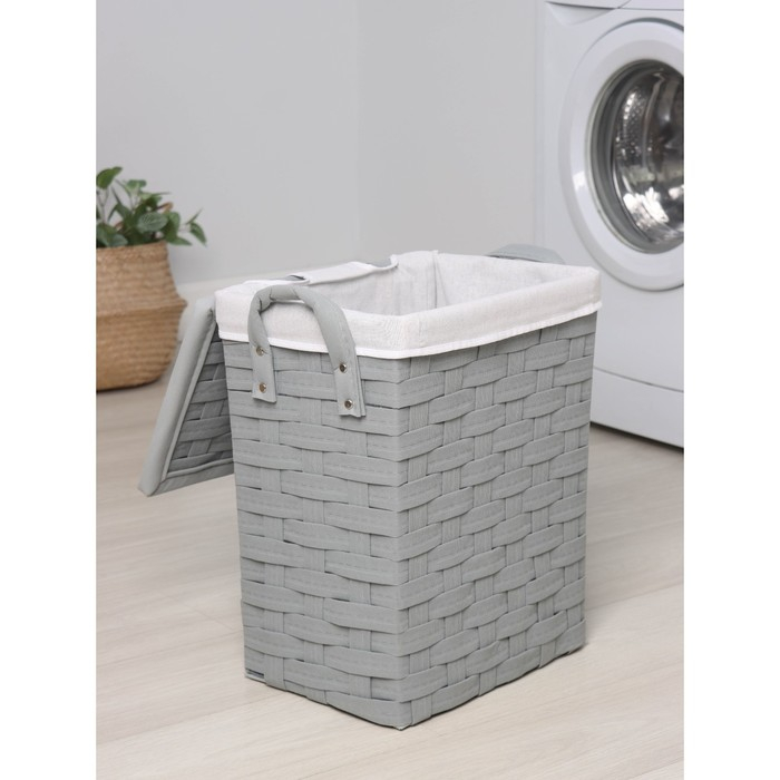 Корзина для белья Доляна «Плетение», с крышкой, 42×27×45 см, цвет серый Корзина для белья Доляна «Плетение», с крышкой, 42×27×45 см, цвет серый