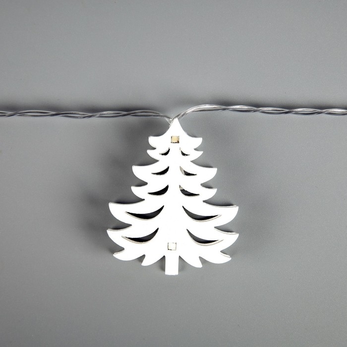 Гирлянда &laquo;Нить&raquo; 2.5 м с насадками &laquo;Ёлка&raquo;, IP20, прозрачная нить, 10 LED, батарейки AAх2 (нет в комплекте), свечение тёплое белое