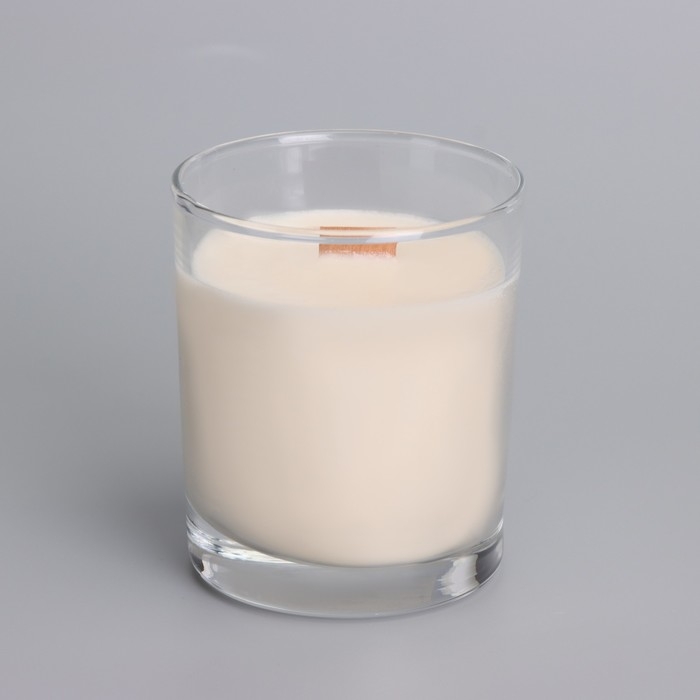 Свеча из соевого воска в стакане с деревянным фитилем и крышкой "Горная лаванда", 110 гр