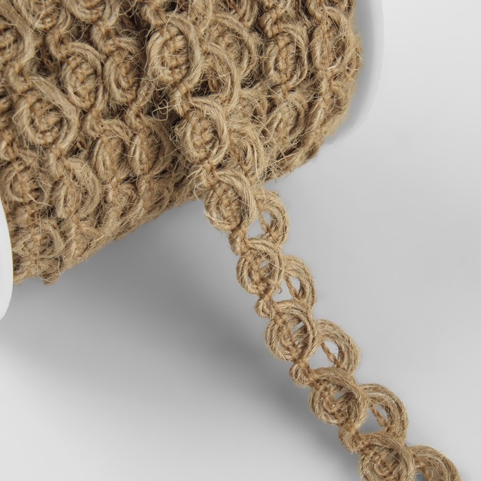 Тесьма декоративная холщовая &laquo;Вензеля&raquo;, 12 мм, 10 &plusmn; 0,5 м, цвет бежевый