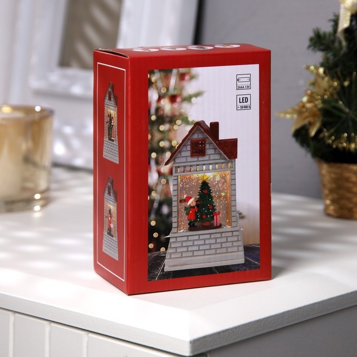 Светодиодная фигура &laquo;Ребёнок у ёлки&raquo; 7.5 &times; 12.5 &times; 4.9 см, пластик, батарейки АААх2 (не в комплекте), свечение тёплое белое